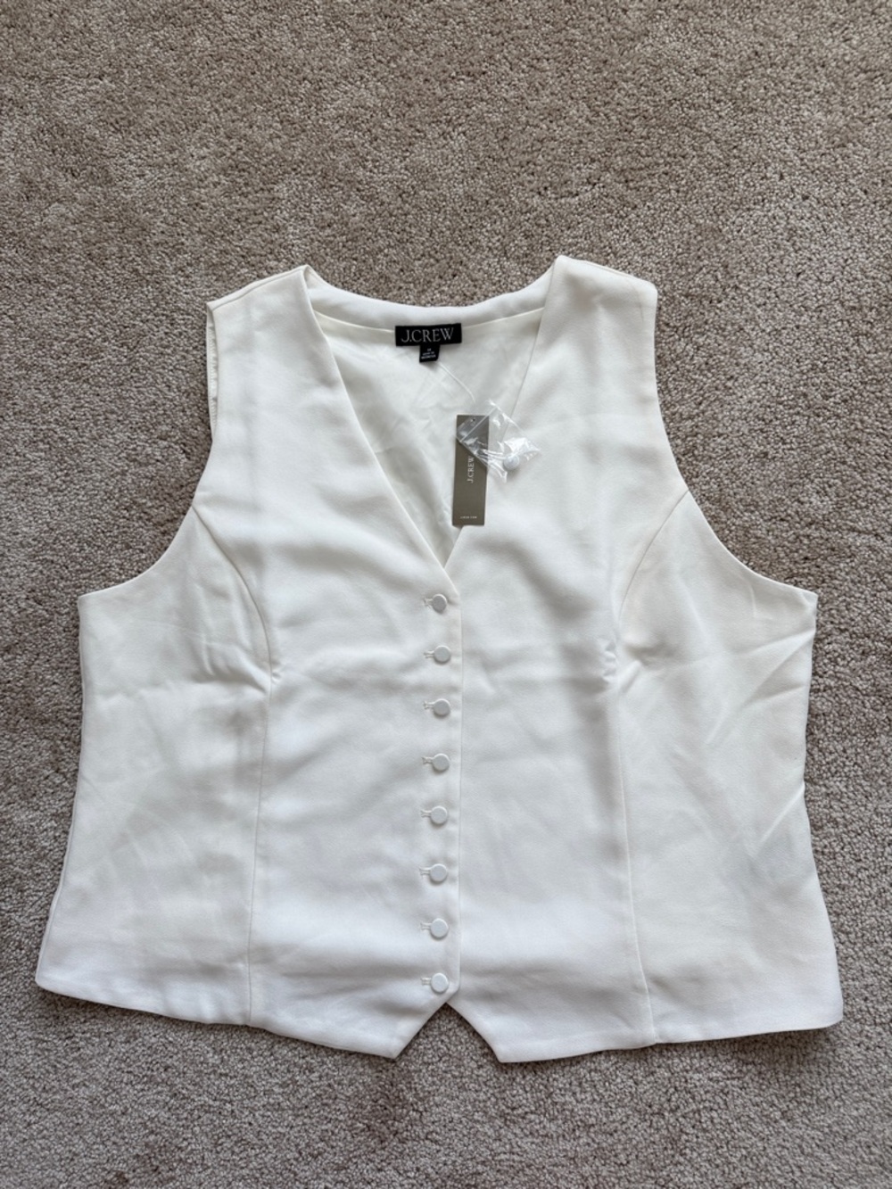 NWT J. Crew Slim Fit Tuxedo Vest in City Crepe Cream
